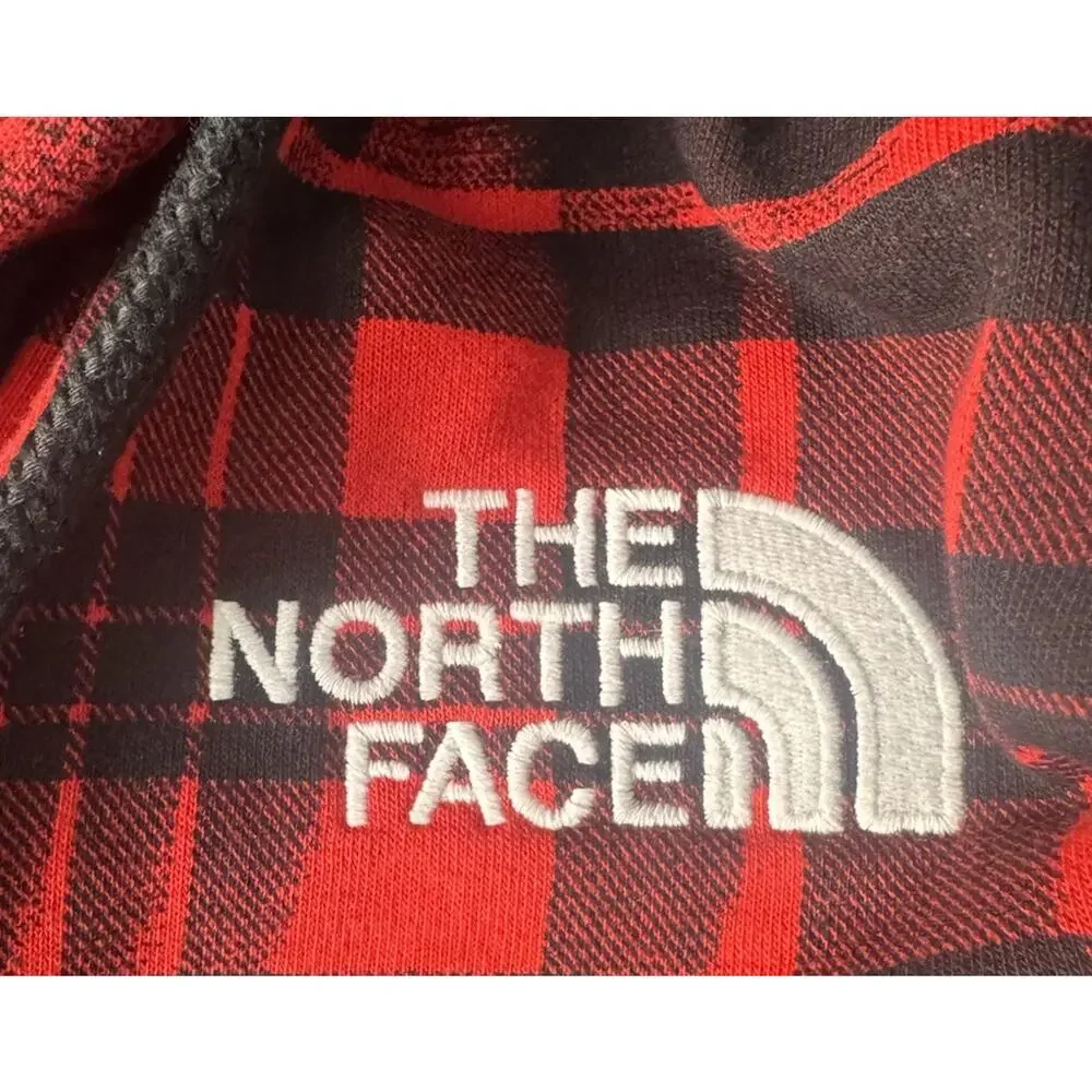 The North Face Unisex Red Black Plaid Buffalo Check Hoodie Pullover Sweatshirt M
